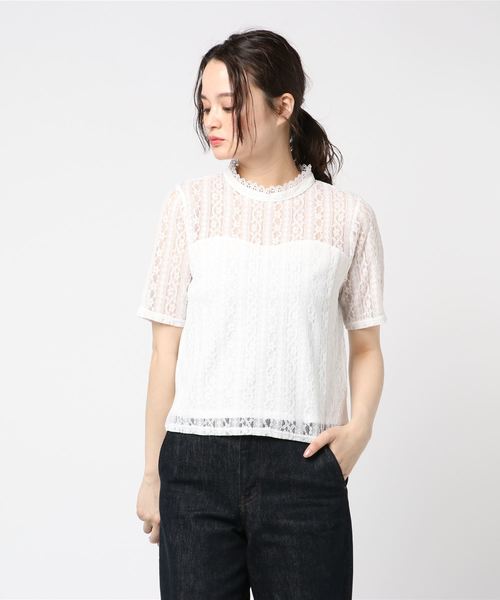 rps（アールピーエス）の「総レースプチハイ半袖ブラウス（シャツ/ブラウス・レディース・ブラック/オフホワイト/ホワイト系その他2/ブラック系その他2・M）」の9枚目の写真