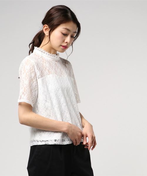 rps（アールピーエス）の「総レースプチハイ半袖ブラウス（シャツ/ブラウス・レディース・ブラック/オフホワイト/ホワイト系その他2/ブラック系その他2・M）」の7枚目の写真