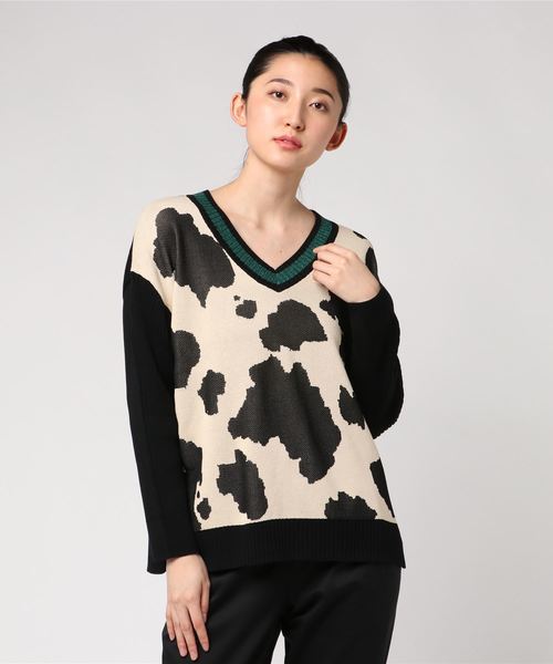 RIVE DROITE（リヴドロワ）の「ポニー柄Vネックニット（ニット/セーター・レディース・ブラウン/ブラック・FREE）」の2枚目の写真