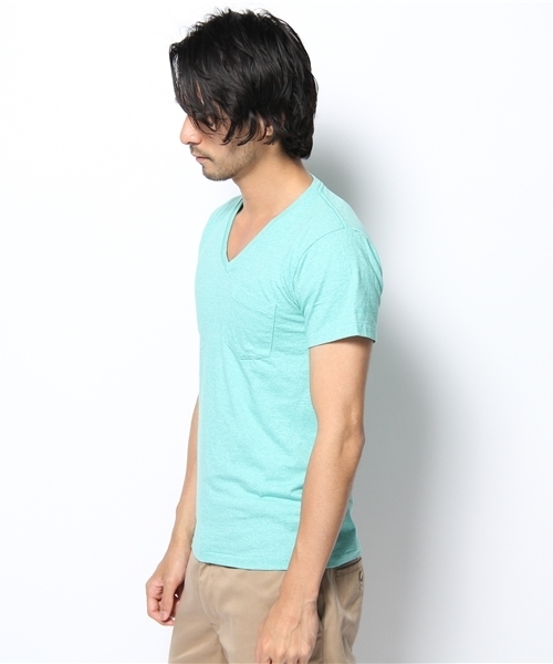 SHIPS（シップス）の「VELVA SHEEN: Vネック ポケットTEEシャツ（カラー）（Tシャツ/カットソー・メンズ・ピンク/イエロー/ライトグリーン/ブルー/グリーン/ライトピンク/ライトブルー・SMALL/MEDIUM/LARGE）」の13枚目の写真