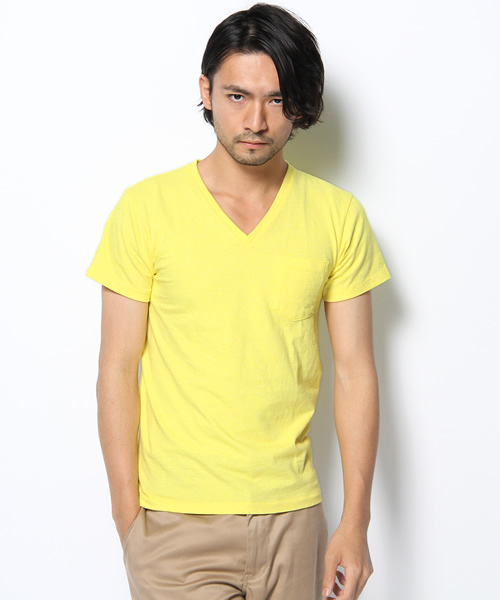 SHIPS（シップス）の「VELVA SHEEN: Vネック ポケットTEEシャツ（カラー）（Tシャツ/カットソー・メンズ・ピンク/イエロー/ライトグリーン/ブルー/グリーン/ライトピンク/ライトブルー・SMALL/MEDIUM/LARGE）」の8枚目の写真