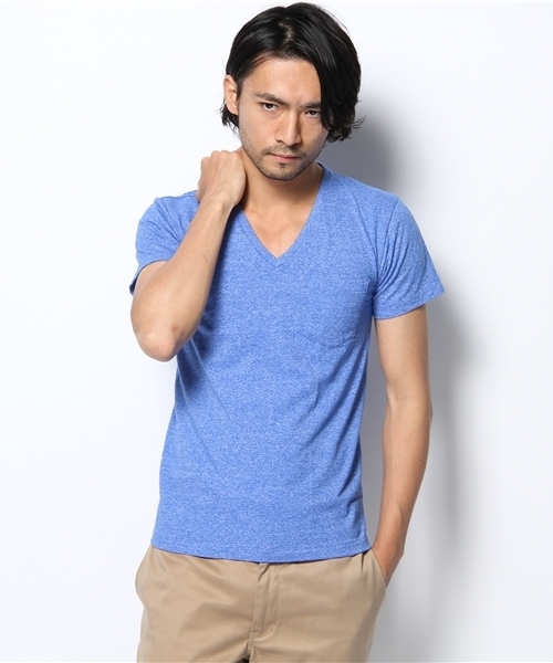 SHIPS（シップス）の「VELVA SHEEN: Vネック ポケットTEEシャツ（カラー）（Tシャツ/カットソー・メンズ・ピンク/イエロー/ライトグリーン/ブルー/グリーン/ライトピンク/ライトブルー・SMALL/MEDIUM/LARGE）」の11枚目の写真