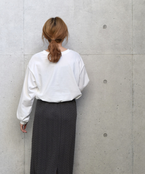 w closet（ダブルクローゼット）の「ガーリーロゴロンTee_（Tシャツ/カットソー・レディース・ブラック/オフホワイト/サックスブルー/スモークグレー・FREE）」の7枚目の写真