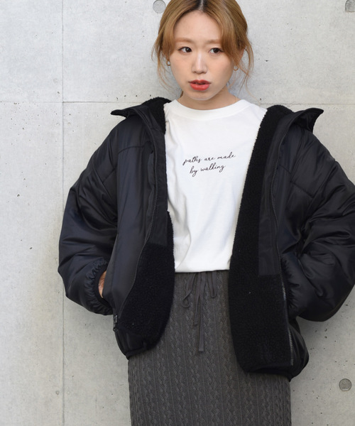 w closet（ダブルクローゼット）の「ガーリーロゴロンTee_（Tシャツ/カットソー・レディース・ブラック/オフホワイト/サックスブルー/スモークグレー・FREE）」の9枚目の写真