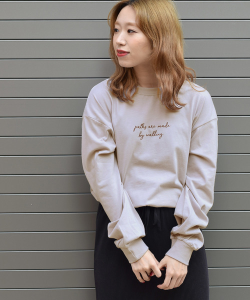w closet（ダブルクローゼット）の「ガーリーロゴロンTee_（Tシャツ/カットソー・レディース・ブラック/オフホワイト/サックスブルー/スモークグレー・FREE）」の15枚目の写真