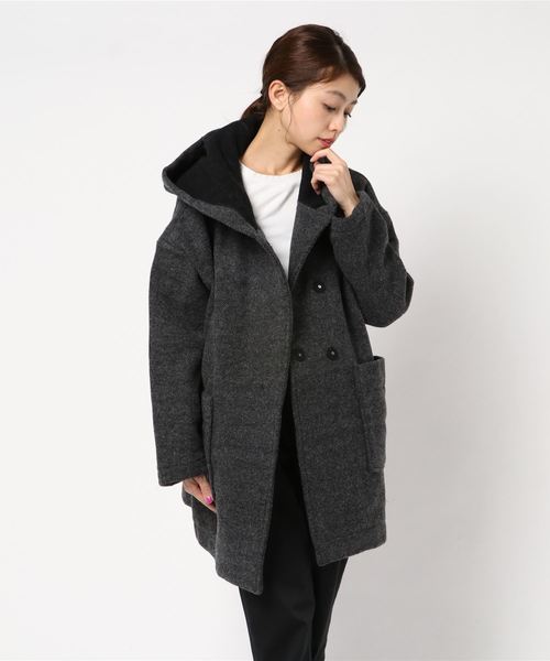 LBC（エルビーシー）の「bulダブルフェイスメルトンコート（その他アウター・レディース・チャコールグレー/ブラウン・M）」の2枚目の写真