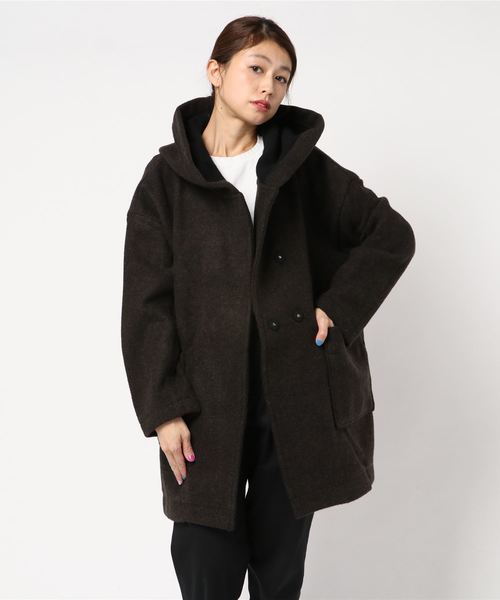 LBC（エルビーシー）の「bulダブルフェイスメルトンコート（その他アウター・レディース・チャコールグレー/ブラウン・M）」の8枚目の写真