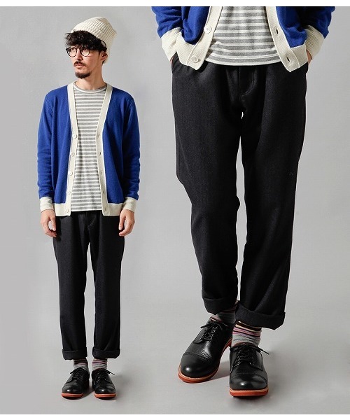 ADAM ET ROPE'（アダムエロペ）の「ウールヘリンボン　S100 イージーパンツ（その他パンツ・メンズ・グレー/ブラウン系その他/ブラック系その他・MEDIUM/LARGE）」の2枚目の写真