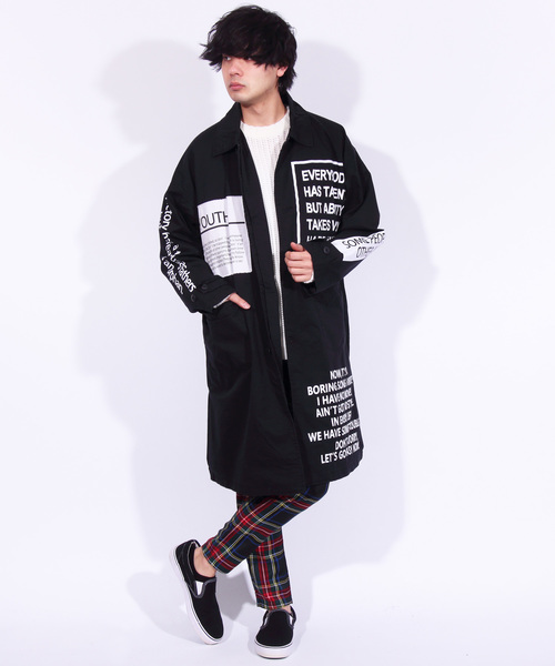 ８(eight)（エイト）の「デコレーション オーバーコート ビッグシルエット（ミリタリージャケット・メンズ・ブラック/ベージュ・FREE）」の3枚目の写真
