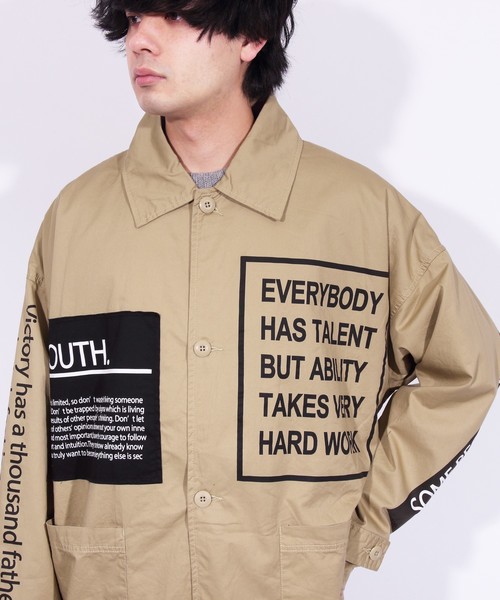 ８(eight)（エイト）の「デコレーション オーバーコート ビッグシルエット（ミリタリージャケット・メンズ・ブラック/ベージュ・FREE）」の11枚目の写真