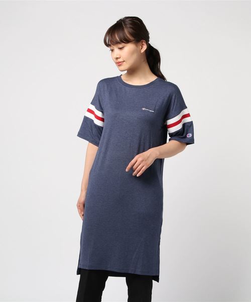 Champion（チャンピオン）の「チャンピオン SLIT ONEPIECE CW-PS306（Tシャツ/カットソー・レディース・ホワイト/ネイビー・M/L/S/XL）」の2枚目の写真