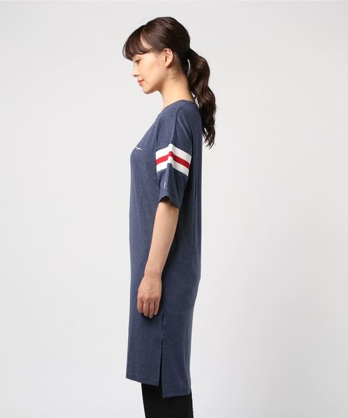 Champion（チャンピオン）の「チャンピオン SLIT ONEPIECE CW-PS306（Tシャツ/カットソー・レディース・ホワイト/ネイビー・M/L/S/XL）」の3枚目の写真