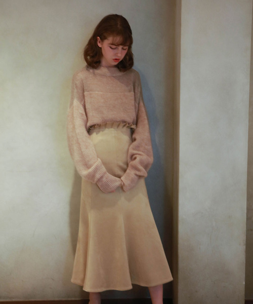 lissi Boutique（リージーブティック）の「スウェードタッチマーメイドスカート（スカート・レディース・ブラウン/ピンク・M/S）」の3枚目の写真