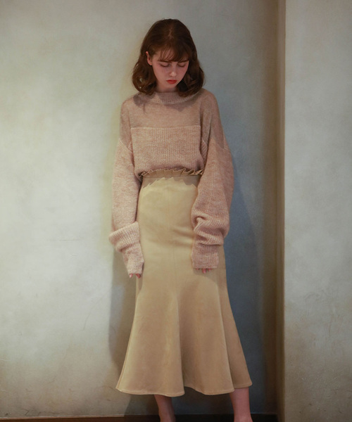 lissi Boutique（リージーブティック）の「スウェードタッチマーメイドスカート（スカート・レディース・ブラウン/ピンク・M/S）」の4枚目の写真