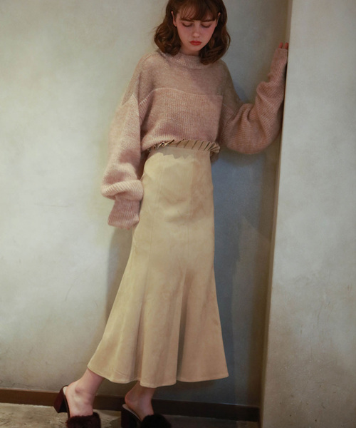 lissi Boutique（リージーブティック）の「スウェードタッチマーメイドスカート（スカート・レディース・ブラウン/ピンク・M/S）」の7枚目の写真