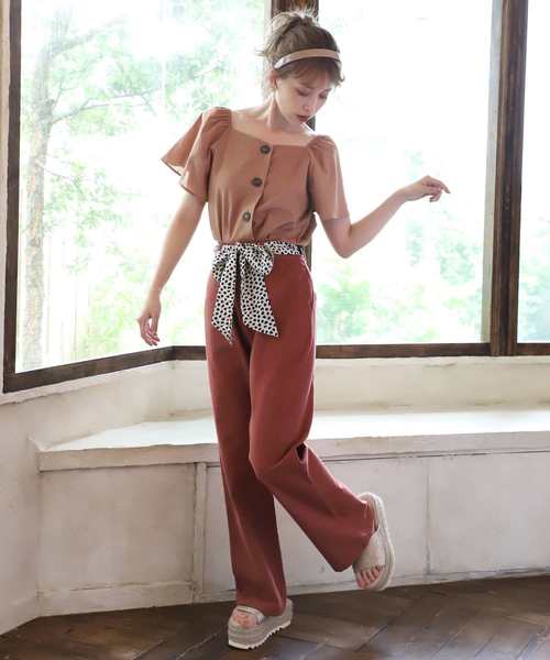 one after another NICE CLAUP(ワンアフターアナザーナイスクラップ)の「スカーフ付麻混ブラウス(シャツ/ブラウス・レディース・ブラック/イエロー/アイボリー/モカ・FREE)」の18枚目の写真