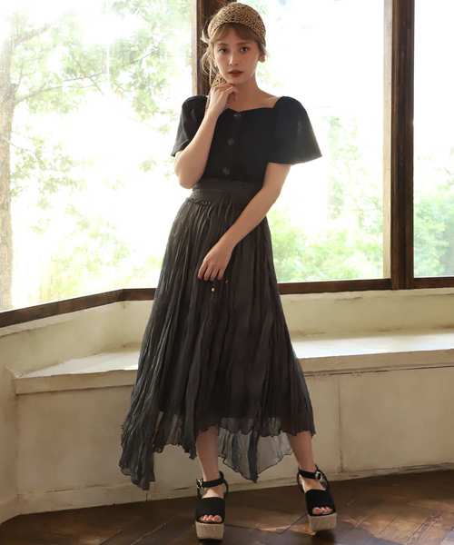 one after another NICE CLAUP(ワンアフターアナザーナイスクラップ)の「スカーフ付麻混ブラウス(シャツ/ブラウス・レディース・ブラック/イエロー/アイボリー/モカ・FREE)」の14枚目の写真