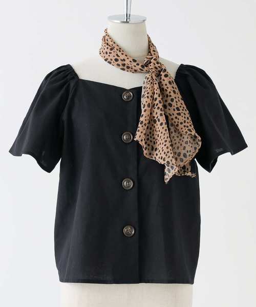 one after another NICE CLAUP(ワンアフターアナザーナイスクラップ)の「スカーフ付麻混ブラウス(シャツ/ブラウス・レディース・ブラック/イエロー/アイボリー/モカ・FREE)」の9枚目の写真