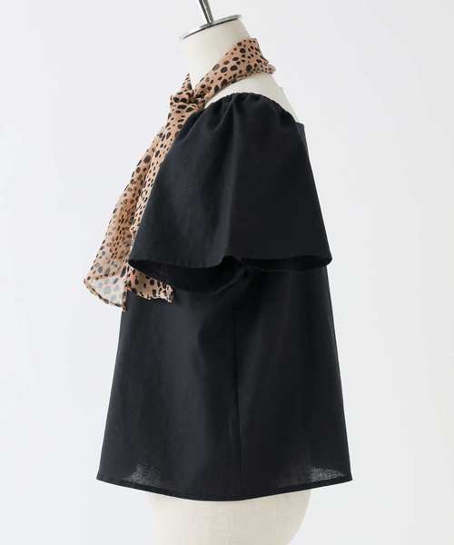 one after another NICE CLAUP(ワンアフターアナザーナイスクラップ)の「スカーフ付麻混ブラウス(シャツ/ブラウス・レディース・ブラック/イエロー/アイボリー/モカ・FREE)」の7枚目の写真