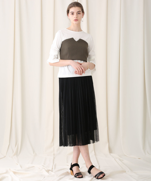 STUDIOUS(ステュディオス)の「【STUDIOUS】ニットビスチェ × コットンロングTee(Tシャツ/カットソー・レディース・ブラック/カーキ・FREE)」の8枚目の写真