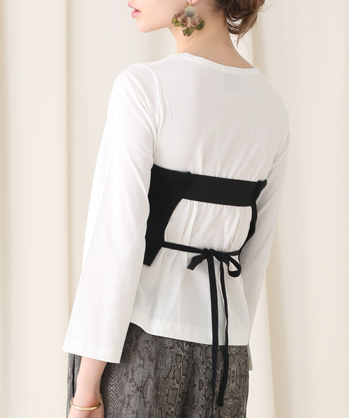 STUDIOUS(ステュディオス)の「【STUDIOUS】ニットビスチェ × コットンロングTee(Tシャツ/カットソー・レディース・ブラック/カーキ・FREE)」の15枚目の写真