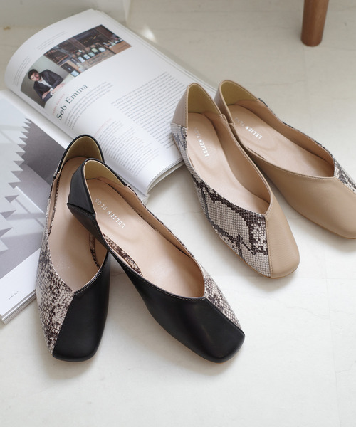 AmiAmi（アミアミ）の「Vカットスクエアトゥバイカラーパンプス/バブーシュ（パンプス・レディース・ブラック/ベージュ/シルバー/アイボリー/ブラック系その他/ベージュ系その他2/パイソン/ベージュ系その他/オフホワイト/ブラックミックス/ブラック系その他2/ブラック系その他3/ライトベージュ/ライトグレー/グリーン/ベージュ系その他4/ベージュ系その他3/ブロンズ/シルバーグレー/ブラック系その他4/ゴールド系その他/ブラック系その他5/チョコ/ブラック系その他6/その他・LL/S/M/L）」の7枚目の写真