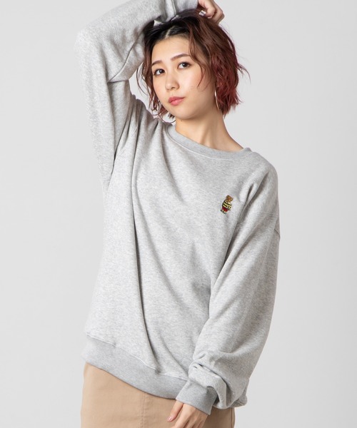 WEGO(ウィゴー)の「WEGO/【裏起毛】ワンポイントベアロゴ刺繍プルオーバークルースウェット(スウェット・メンズ・杢グレー/ホワイト/ベージュ/その他1/その他2/ホワイト系その他/ベージュ系その他・SMALL/MEDIUM/LARGE)」の7枚目の写真