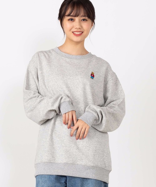WEGO(ウィゴー)の「WEGO/【裏起毛】ワンポイントベアロゴ刺繍プルオーバークルースウェット(スウェット・メンズ・杢グレー/ホワイト/ベージュ/その他1/その他2/ホワイト系その他/ベージュ系その他・SMALL/MEDIUM/LARGE)」の3枚目の写真