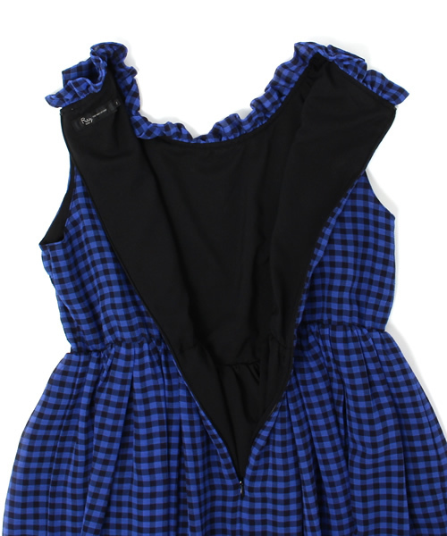 Ray BEAMS（レイビームス）の「◎Ray BEAMS / ギンガム スタンドフリル ワンピース（ワンピース・レディース・ブラック/ブルー・1/0）」の7枚目の写真