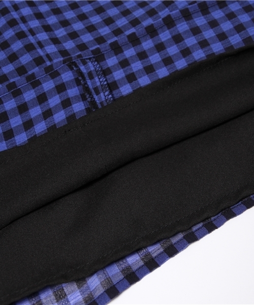 Ray BEAMS（レイビームス）の「◎Ray BEAMS / ギンガム スタンドフリル ワンピース（ワンピース・レディース・ブラック/ブルー・1/0）」の4枚目の写真