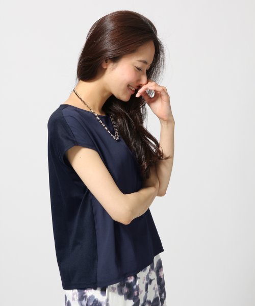GLOBAL WORK(グローバルワーク)の「【GLOBAL WORK】フロントフハクTフレンチスリーブ/546491(Tシャツ/カットソー・レディース・ブルー/ネイビー/ブラック/グレー・LARGE/MEDIUM/SMALL)」の3枚目の写真