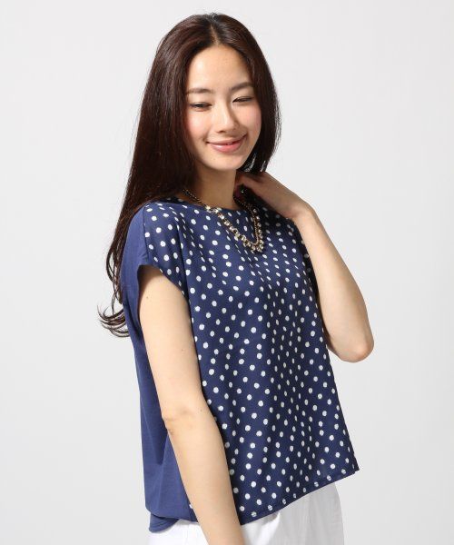 GLOBAL WORK(グローバルワーク)の「【GLOBAL WORK】フロントフハクTフレンチスリーブ/546491(Tシャツ/カットソー・レディース・ブルー/ネイビー/ブラック/グレー・LARGE/MEDIUM/SMALL)」の4枚目の写真