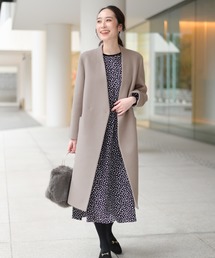 La TOTALITE | ダブルビーバーVネックノーカラーコート◆(ノーカラーコート)