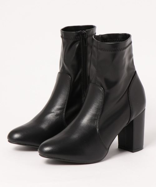 archives（アルシーヴ）の「ストレッチショートブーツ（ブーツ・レディース・ブラック/ベージュ/ブラック系その他・MEDIUM/LARGE）」の2枚目の写真