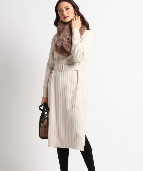 セール S ベルト付きニットワンピース ワンピース Indivi インディヴィ のファッション通販 Zozotown