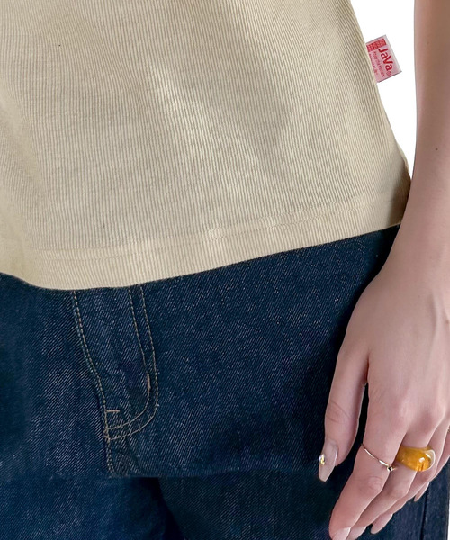 《JaVaジャバコラボ》大人のトレンドインナー。アメスリカップ付タンクトップ