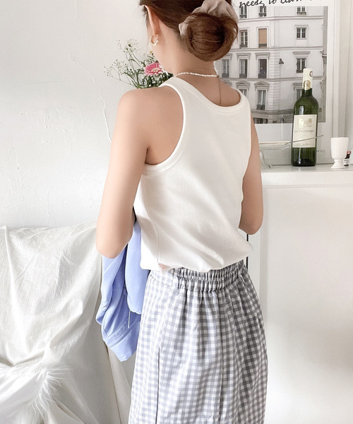 《JaVaジャバコラボ》大人のトレンドインナー。アメスリカップ付タンクトップ