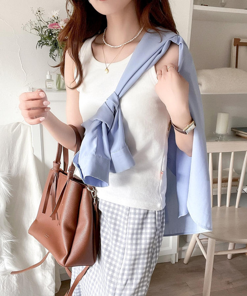 Java（ジャバ）の「《JaVa ジャバコラボ》大人のトレンドインナー。アメスリカップ付タンクトップ（タンクトップ・レディース・杢グレー/ブラック/ホワイト/ブラウン/チャコール/ベージュ/カーキ/オレンジ/イエロー・X-LARGE/MEDIUM/LARGE/XX-LARGE/XXX-LARGE/SMALL）」の13枚目の写真