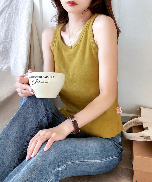 Java（ジャバ）の「《JaVa ジャバコラボ》大人のトレンドインナー。アメスリカップ付タンクトップ（タンクトップ・レディース・杢グレー/ブラック/ホワイト/ブラウン/チャコール/ベージュ/カーキ/オレンジ/イエロー・X-LARGE/MEDIUM/LARGE/XX-LARGE/XXX-LARGE/SMALL）」の18枚目の写真