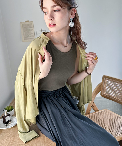 Java（ジャバ）の「《JaVa ジャバコラボ》大人のトレンドインナー。アメスリカップ付タンクトップ（タンクトップ・レディース・杢グレー/ブラック/ホワイト/ブラウン/チャコール/ベージュ/カーキ/オレンジ/イエロー・X-LARGE/MEDIUM/LARGE/XX-LARGE/XXX-LARGE/SMALL）」の10枚目の写真