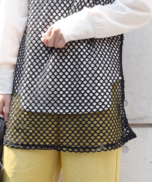 Marient（マリエント）の「メッシュタンクトップ/TOPS（Tシャツ/カットソー・レディース・ブラック/ベージュ/ホワイト・FREE）」の10枚目の写真