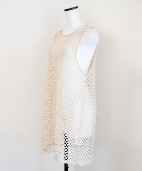 Marient（マリエント）の「メッシュタンクトップ/TOPS（Tシャツ/カットソー・レディース・ブラック/ベージュ/ホワイト・FREE）」の5枚目の写真