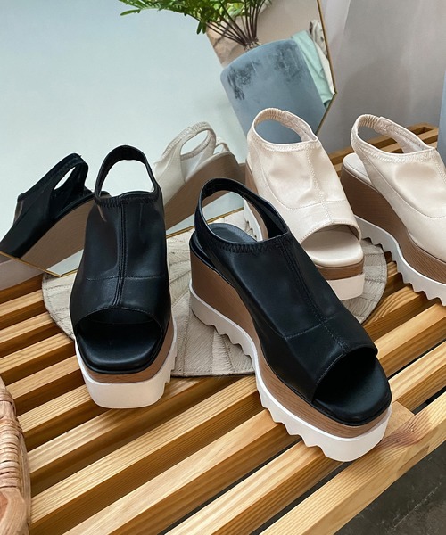 chuclla（チュクラ）の「【chuclla】Platform back-strap open-toe sandal sb-6 chs55（サンダル・レディース・アイボリー/ブラック・36/37/38/39/35）」の7枚目の写真