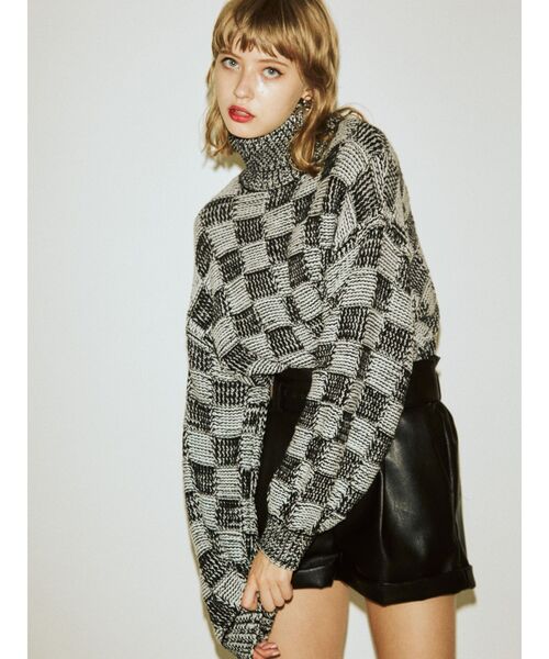 jouetie（ジュエティ）の「チェッカーパターンニット（ニット/セーター・レディース・ブラック/ラベンダー/ピンク・MEDIUM）」の15枚目の写真