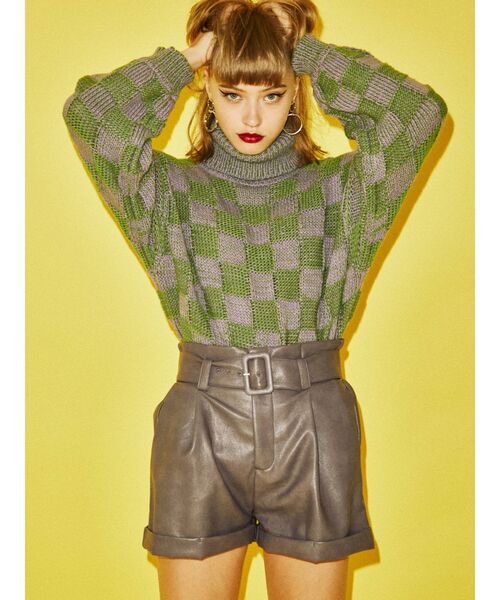 jouetie（ジュエティ）の「チェッカーパターンニット（ニット/セーター・レディース・ブラック/ラベンダー/ピンク・MEDIUM）」の19枚目の写真