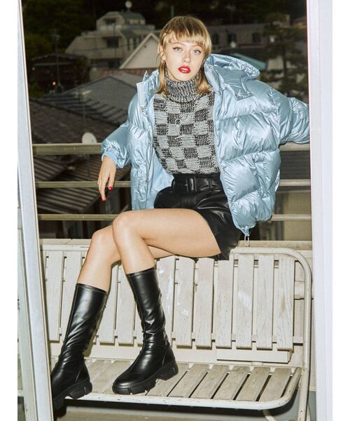 jouetie（ジュエティ）の「チェッカーパターンニット（ニット/セーター・レディース・ブラック/ラベンダー/ピンク・MEDIUM）」の11枚目の写真