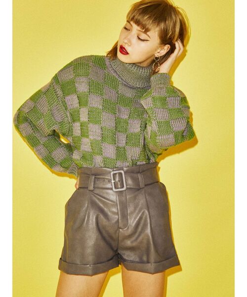 jouetie（ジュエティ）の「チェッカーパターンニット（ニット/セーター・レディース・ブラック/ラベンダー/ピンク・MEDIUM）」の7枚目の写真