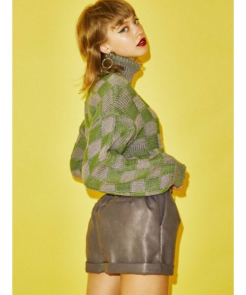 jouetie（ジュエティ）の「チェッカーパターンニット（ニット/セーター・レディース・ブラック/ラベンダー/ピンク・MEDIUM）」の9枚目の写真