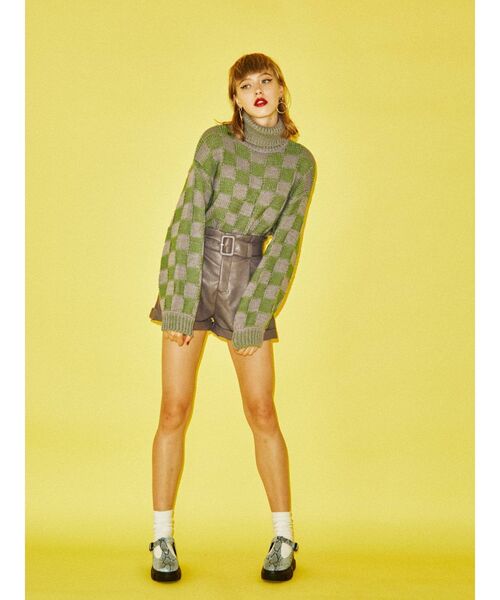 jouetie（ジュエティ）の「チェッカーパターンニット（ニット/セーター・レディース・ブラック/ラベンダー/ピンク・MEDIUM）」の13枚目の写真