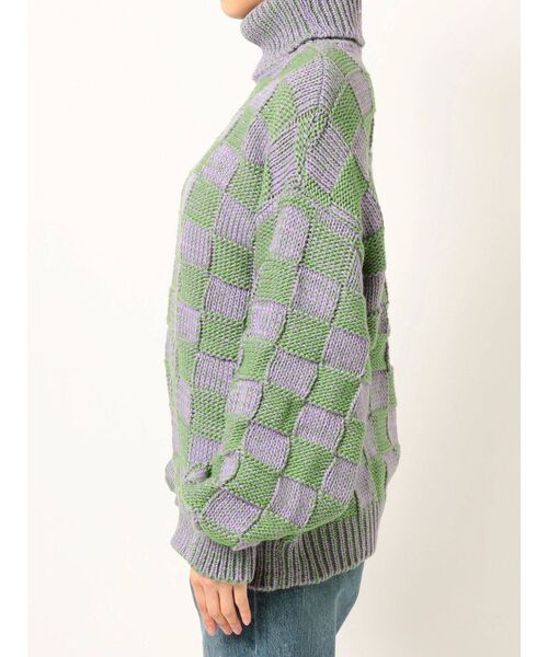 jouetie（ジュエティ）の「チェッカーパターンニット（ニット/セーター・レディース・ブラック/ラベンダー/ピンク・MEDIUM）」の10枚目の写真